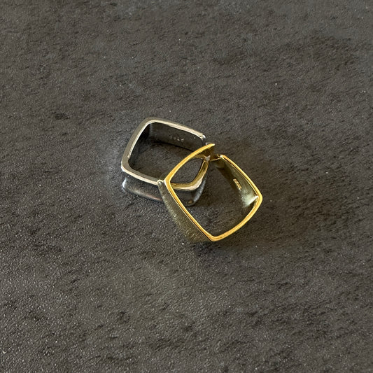 silver925 Square ring gld