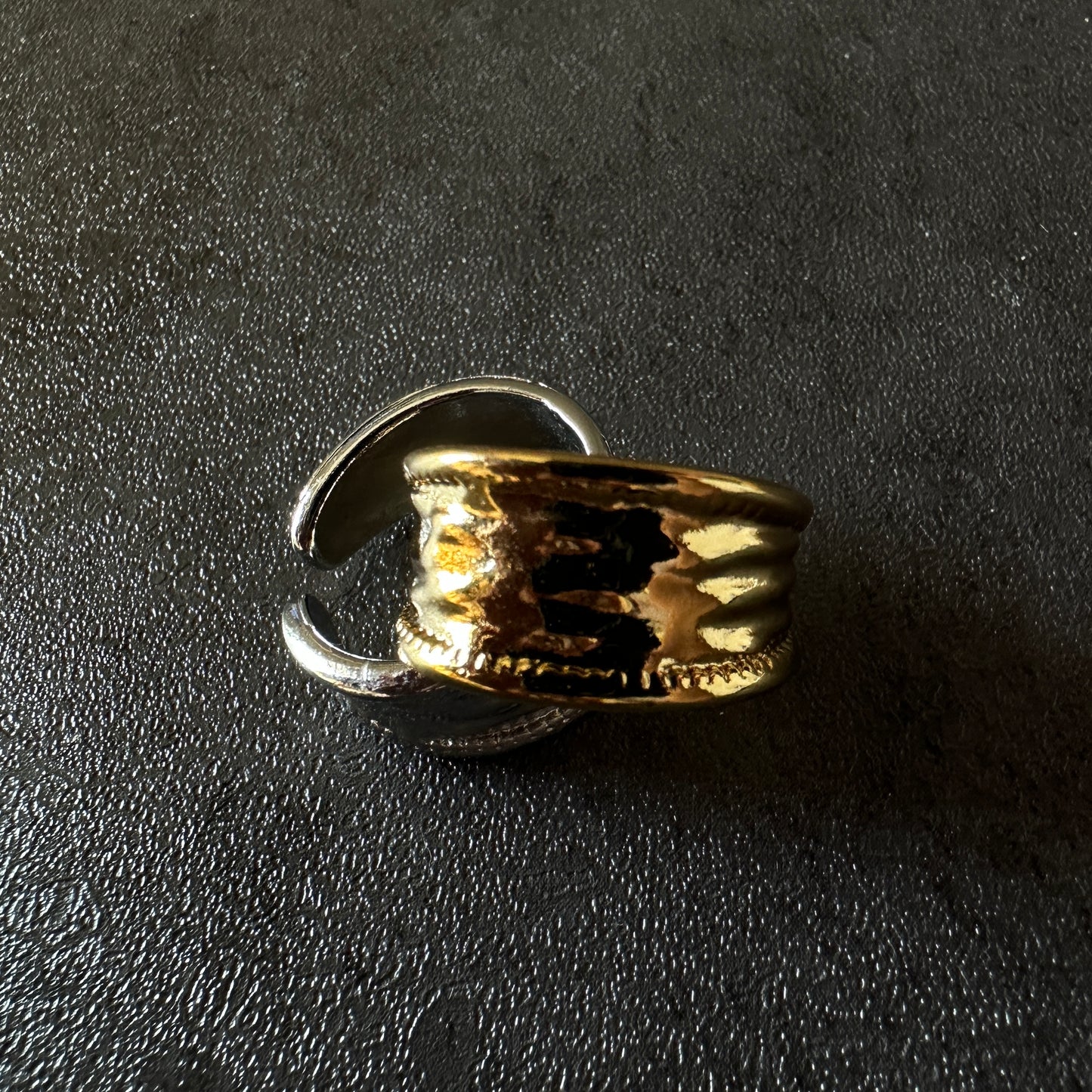 silver925 vintage wide ring gld