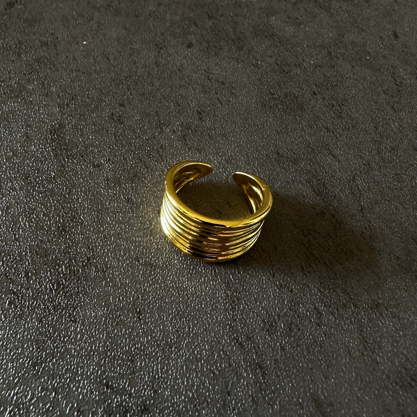 silver925 layered wide ring gld