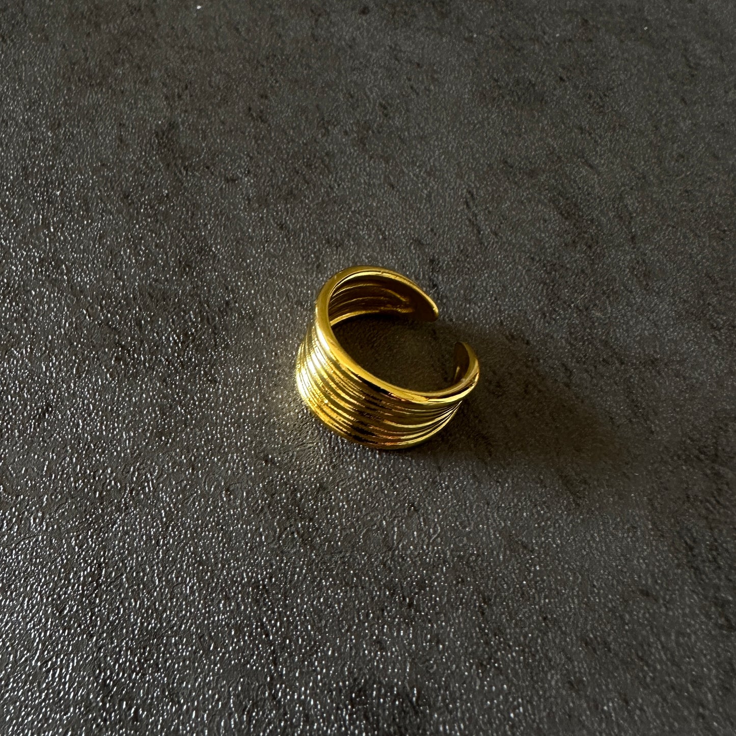 silver925 layered wide ring gld