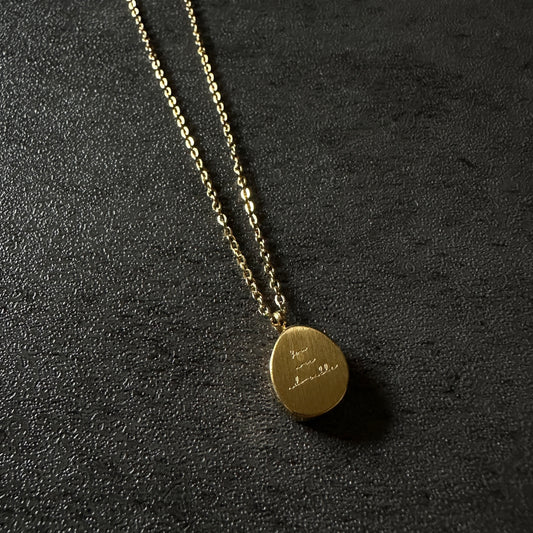 316L round plate necklace gld