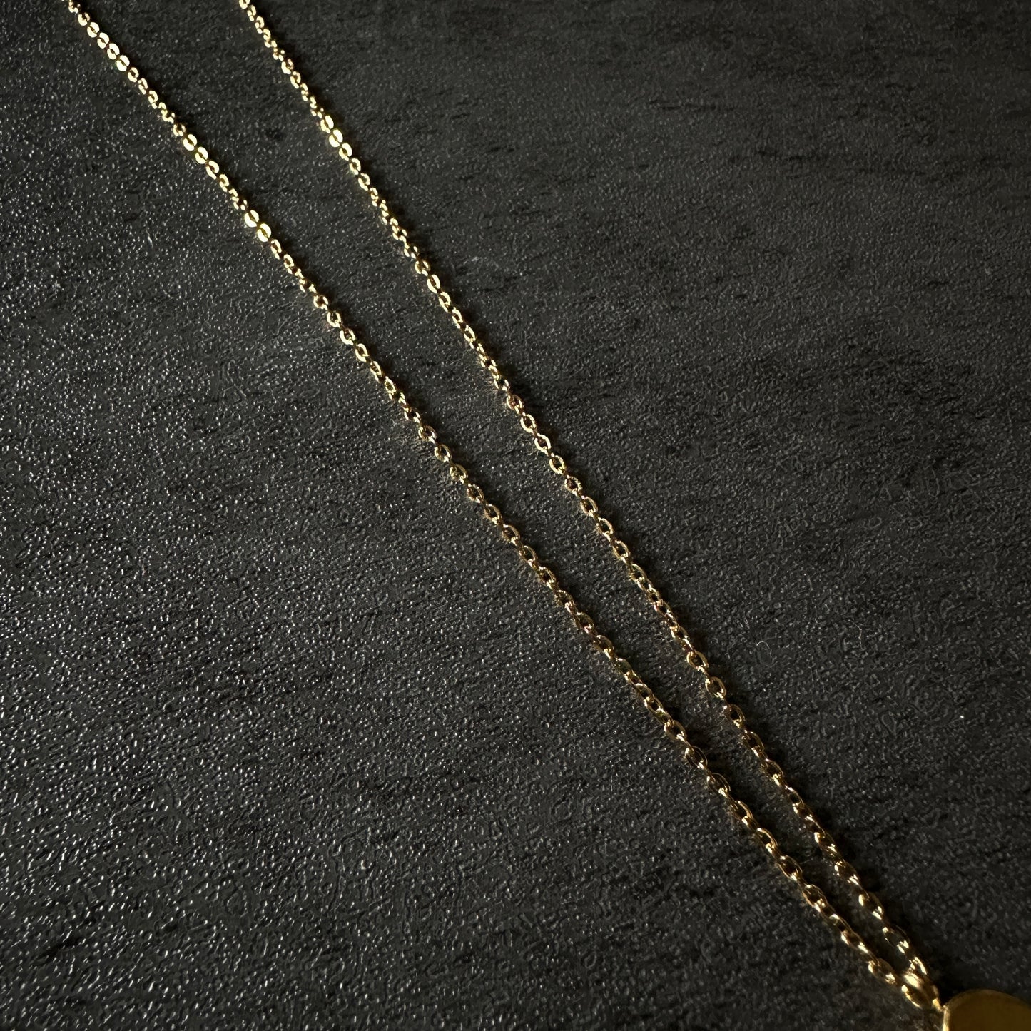 316L round plate necklace gld