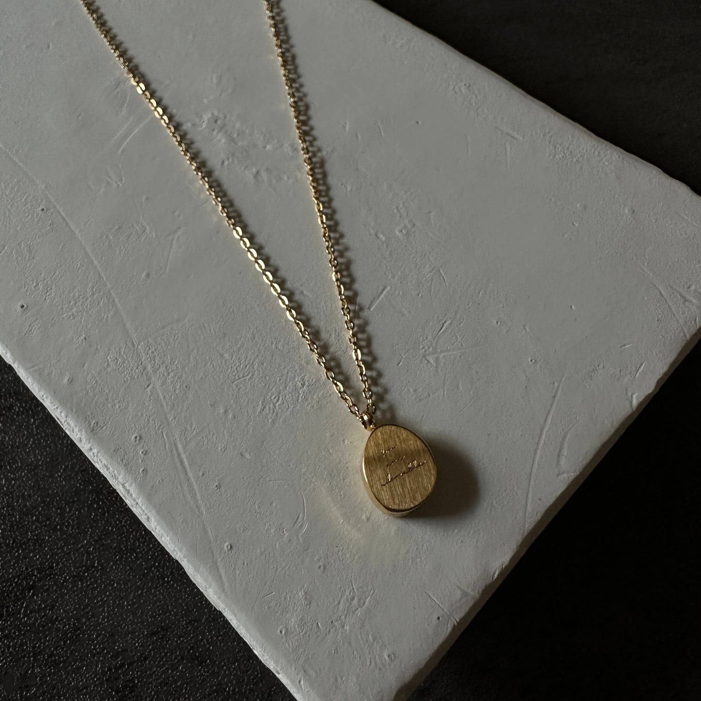 316L round plate necklace gld